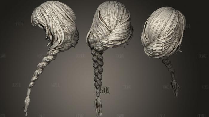 Stylized Hair 7 stl model for CNC